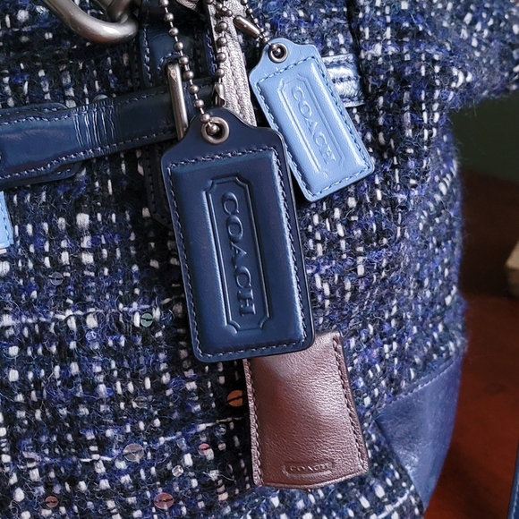 Coach Chelsea Blue Bouclé Satchel W/ Blue Leather #17813 - Picture 3 of 16